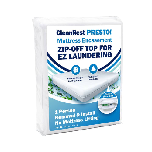 CleanRest PRESTO! Zip-Off Top Mattress Encasement, 100% Polyester, Full XL, 54x80, Depth up to 18"